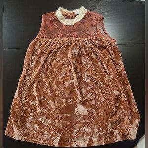 Solitaire Sleeveless High Collar Babydoll Style Velvety Top, Rose, Small